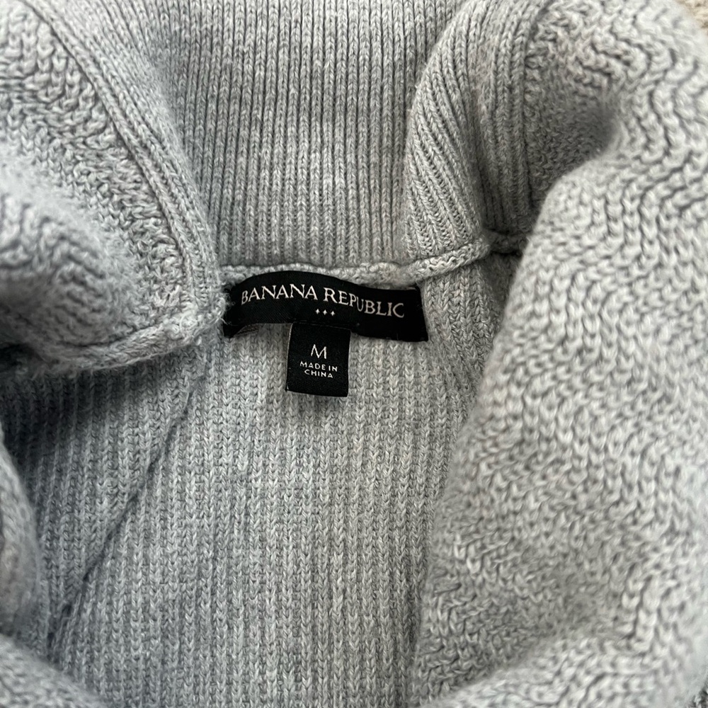 Gray Ribbed Sweater With Button Collar - image 2
